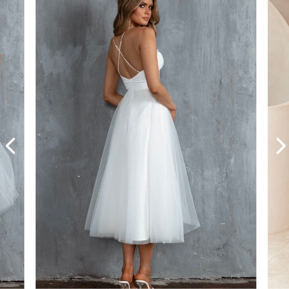 Hello Molly Wandering in the Light White Tulle Corset Sweetheart Midi Dress - Picture 3 of 15